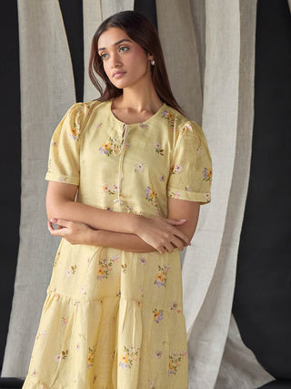 Butter Pure Linen Dress Bombay Bloom