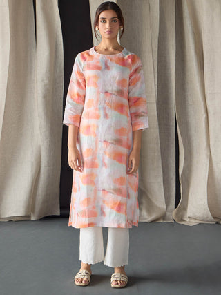 Apricot Linen Kurta Bombay Bloom