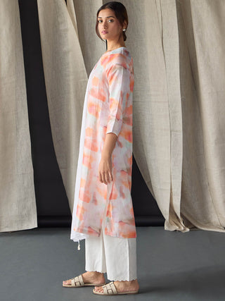 Apricot Linen Kurta Set Bombay Bloom