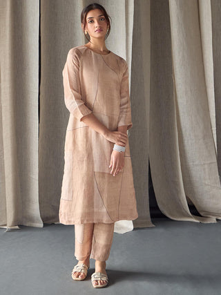 Naive Peach Pure Hemp Kurta Set Bombay Bloom