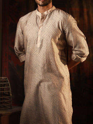 Beige Cotsilk Sujani Straight Kurta Bihart