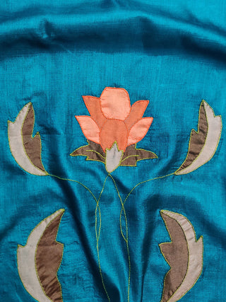 Tussar Silk Applique Virdian Green Dupatta Bihart