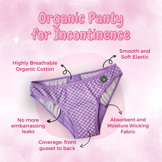 Organic Urine Leak Panty Lavender Checks Bikini SochGreen