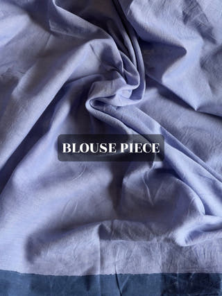 Meena Blue Hand Block Printed Saree In Pure Mul Cotton