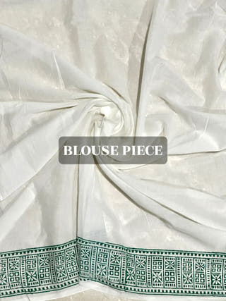 Minted Dreams White Block Print Saree