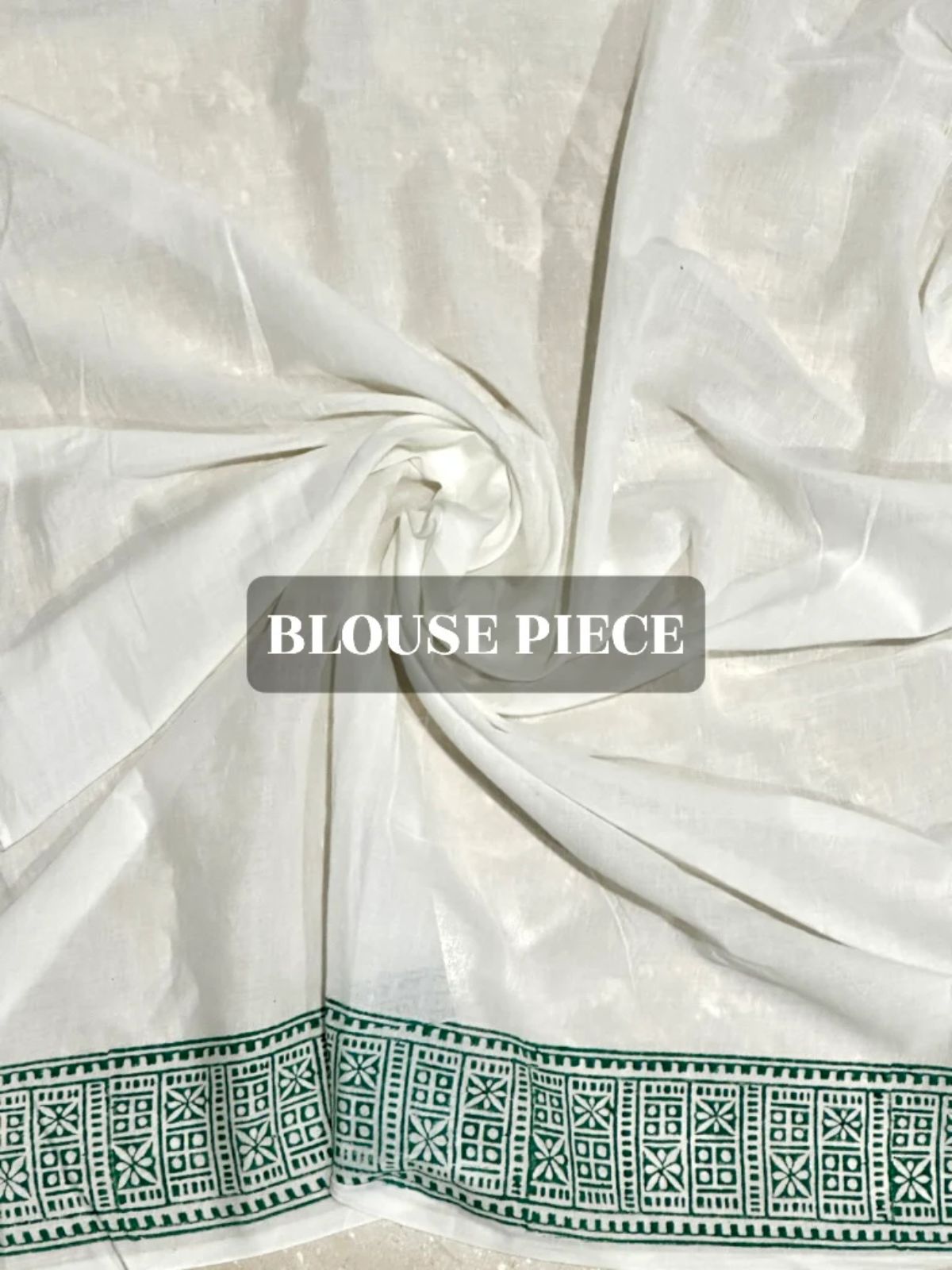 Minted Dreams White Block Print Saree image 6