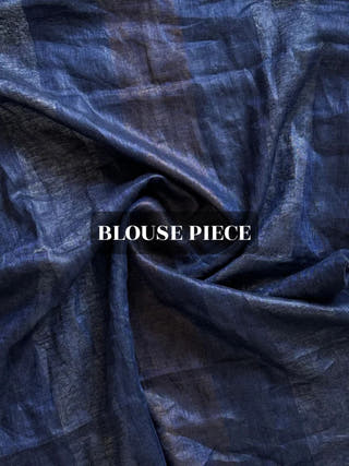 Ragini Blue Gold Stripe Linen Saree