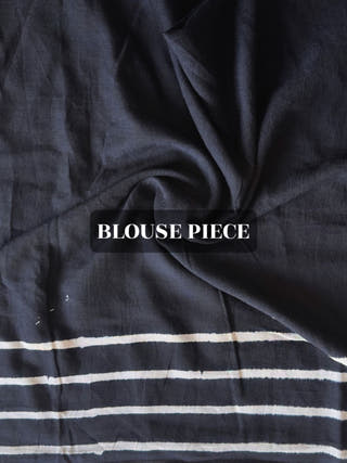 Parna Black Hand Block Printed Mulmul Cotton Saree