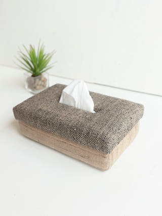 Elinor Handwoven Tissue Box Brown Veaves