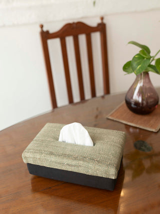 Katara Handwoven Tissue Box Olive Veaves