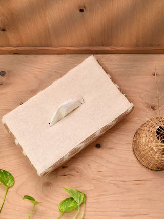 Saya Handwoven Tissue Box Off White Veaves