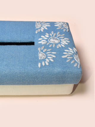 Joelle Handwoven Tissue Box Blue Veaves