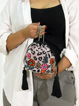 Flowerbed Beaded Potli Bag