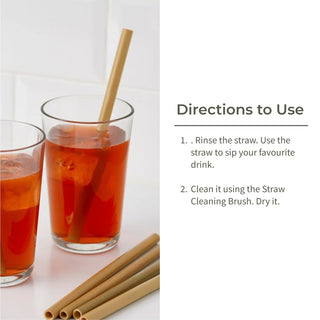 Bamboo Straws with Cleaning Brush Set of 6 Reusable Straws Ecotyl