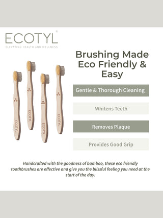 Bamboo Tooth Brush Ultra Soft Bristles - Set of 6 Ecotyl