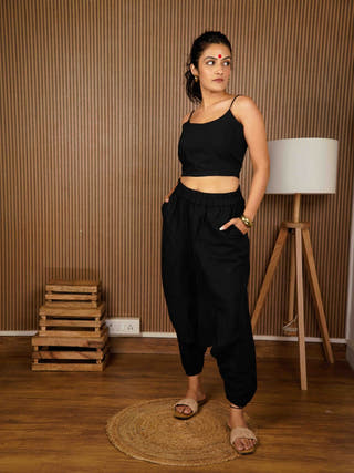 Bani Black Drop Crotch Pant