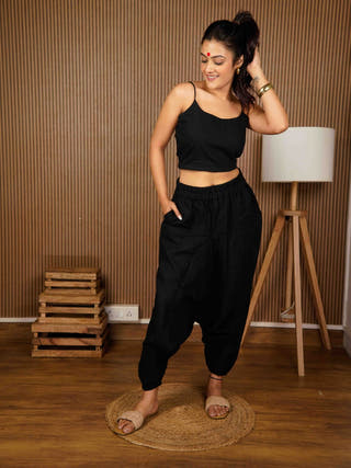 Bani Black Drop Crotch Pant
