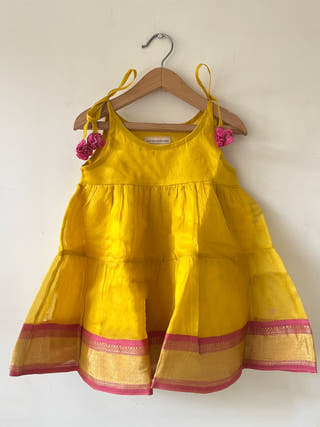 Basant Yellow Infant Tiered Festive Dress