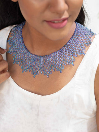 Blue as the sky Handmade Beaded Necklace Risham