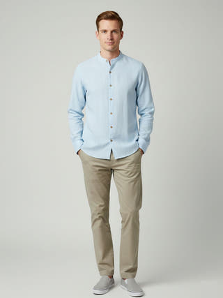 Kaza Blue Mandarin Collar Shirt