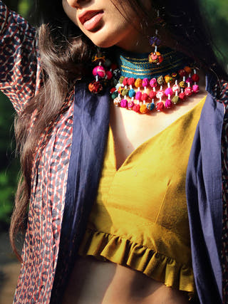 Firozi Bohemian Choker Blue Qurcha