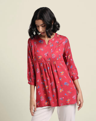 Maroon Red Tencel Top Bombay Bloom