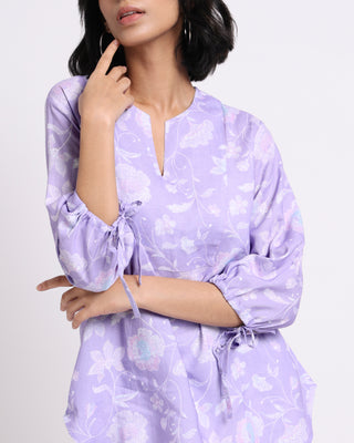 Lavender Bloom Linen Blouse Bombay Bloom