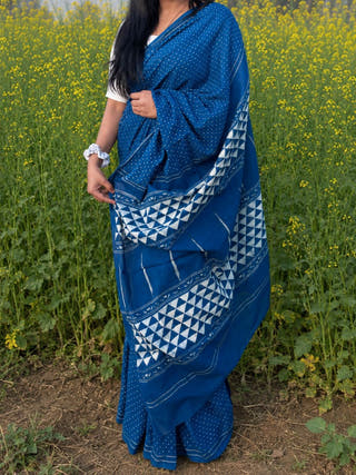 Niyathi Indigo Natural Dye Cotton Saree