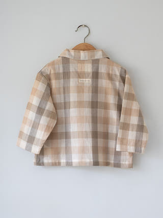 Cloud Drift Oversized Beige Off White Checks Shirt