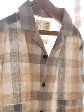 Cloud Drift Oversized Beige Off White Checks Shirt