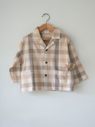 Cloud Drift Oversized Beige Off White Checks Shirt