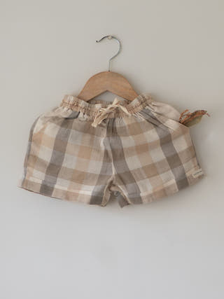 Skygaze Beige Off White Checks Unisex Shorts