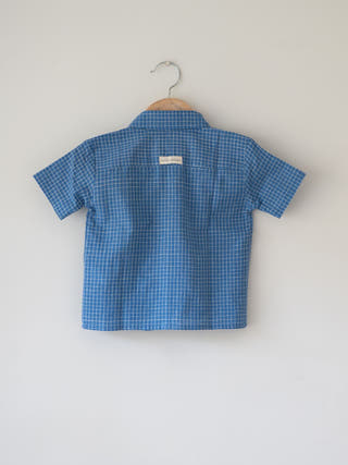 Blue Meadow Curved Placket Checks Shirt