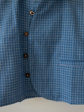 Blue Meadow Curved Placket Checks Shirt