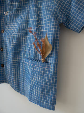 Blue Meadow Curved Placket Checks Shirt