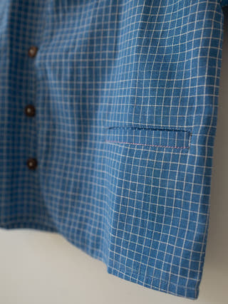 Blue Meadow Curved Placket Checks Shirt