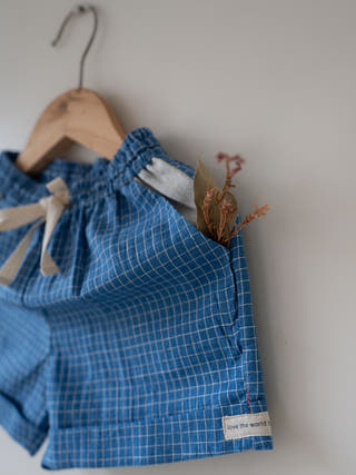 Skygaze Blue Checks Handwoven Cotton Unisex Shorts
