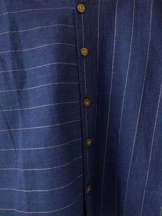 Barefoot Boy Chinese Collar Blue Stripes Shirt