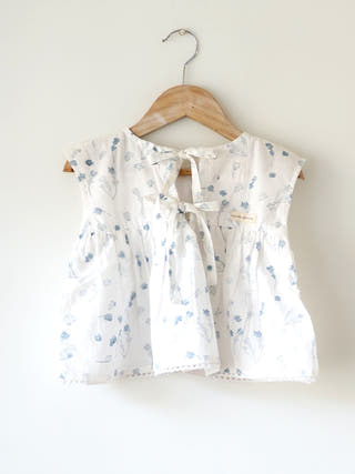 Morning Mist Floral Hand Block Printed Cotton Mul Lined Flowy Top