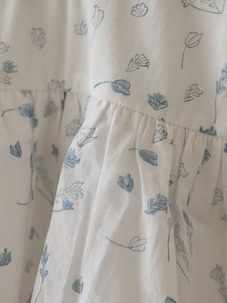 Morning Mist Floral Hand Block Printed Cotton Mul Lined Flowy Top