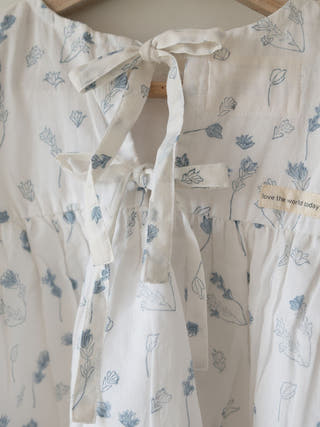 Morning Mist Floral Hand Block Printed Cotton Mul Lined Flowy Top