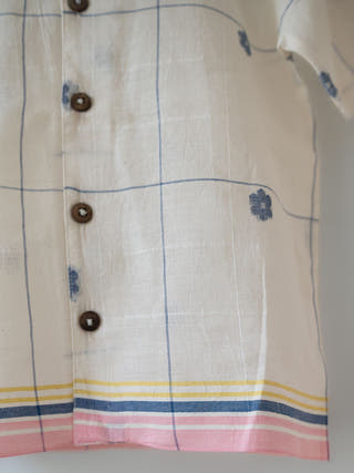 Cotton Cloud Half Sleeve Shirt In Handwoven Jamdani Cotton