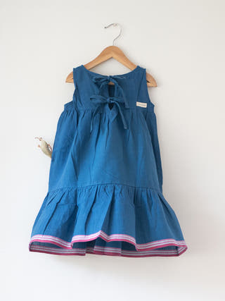 Daydreamer Blue Handwoven Cotton Maxi Dress With Selvedge