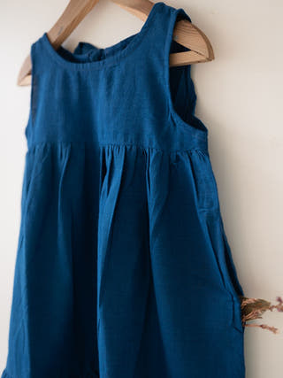 Daydreamer Blue Handwoven Cotton Maxi Dress With Selvedge