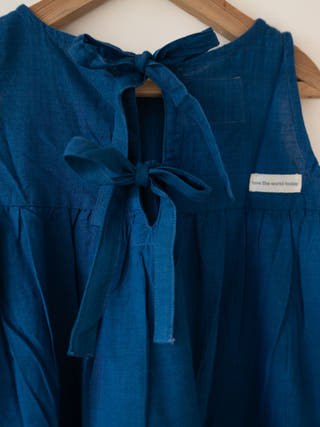 Daydreamer Blue Handwoven Cotton Maxi Dress With Selvedge