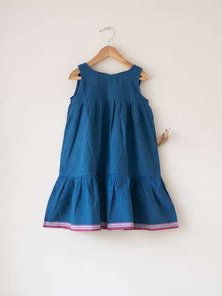 Daydreamer Blue Handwoven Cotton Maxi Dress With Selvedge