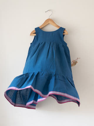 Daydreamer Blue Handwoven Cotton Maxi Dress With Selvedge
