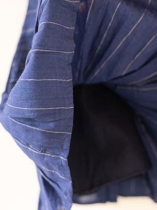 Pitter Patter High Low Lined Dress In Blue Stripes