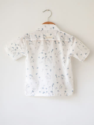 Boogie Half Sleeve Shirt In Floral Handblock Print Cotton