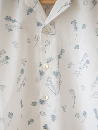 Boogie Half Sleeve Shirt In Floral Handblock Print Cotton